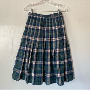 Vintage Pendleton 80s Wool Plaid Tartan Midi Skirt